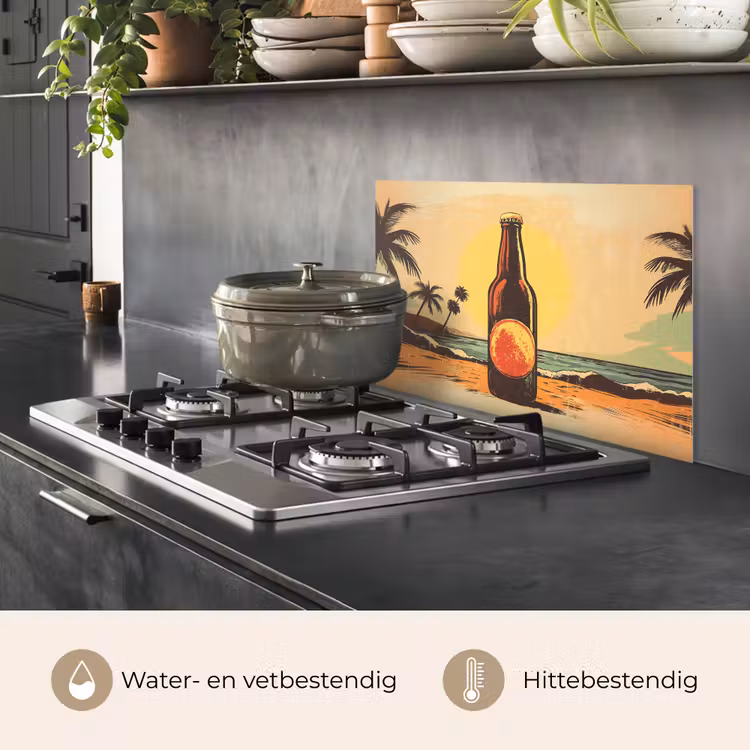 Spatscherm keuken - Bierfles - Zonsondergang - Palmbomen - Zee — 7