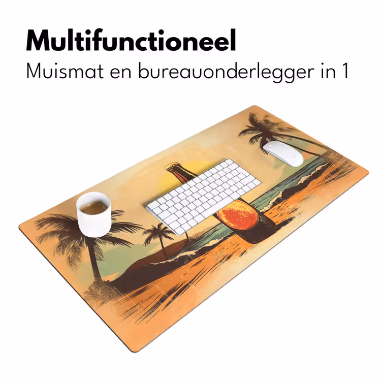 Bureau onderlegger - Bierfles - Zonsondergang - Palmbomen - Zee — 6