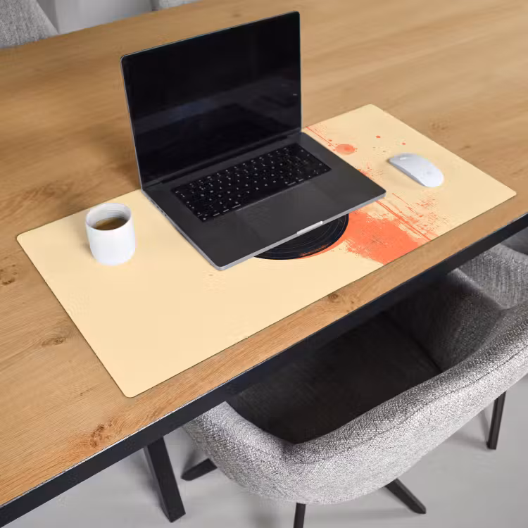Bureau onderlegger - Vinylplaat - Zwart - Verfspatten - Retro — 2