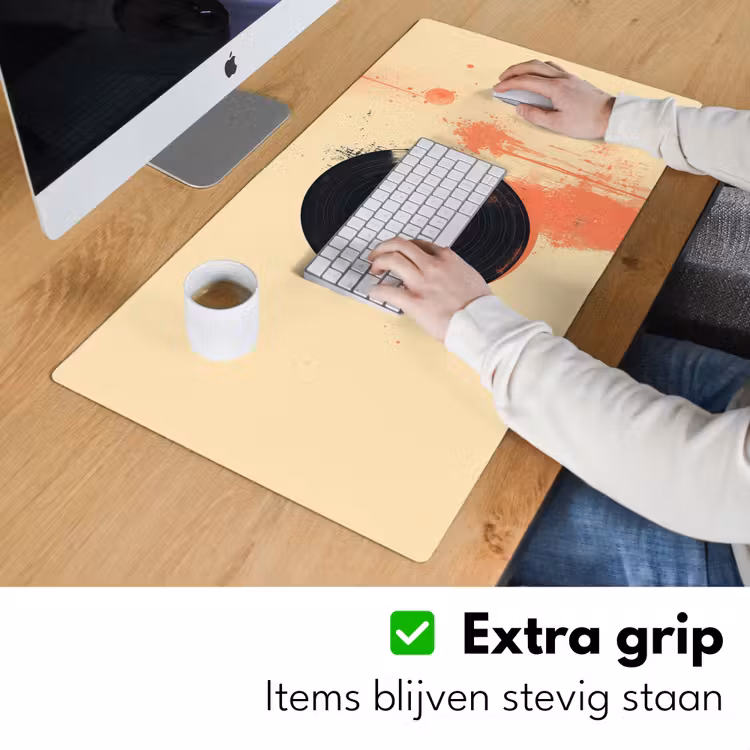 Bureau onderlegger - Vinylplaat - Zwart - Verfspatten - Retro — 5