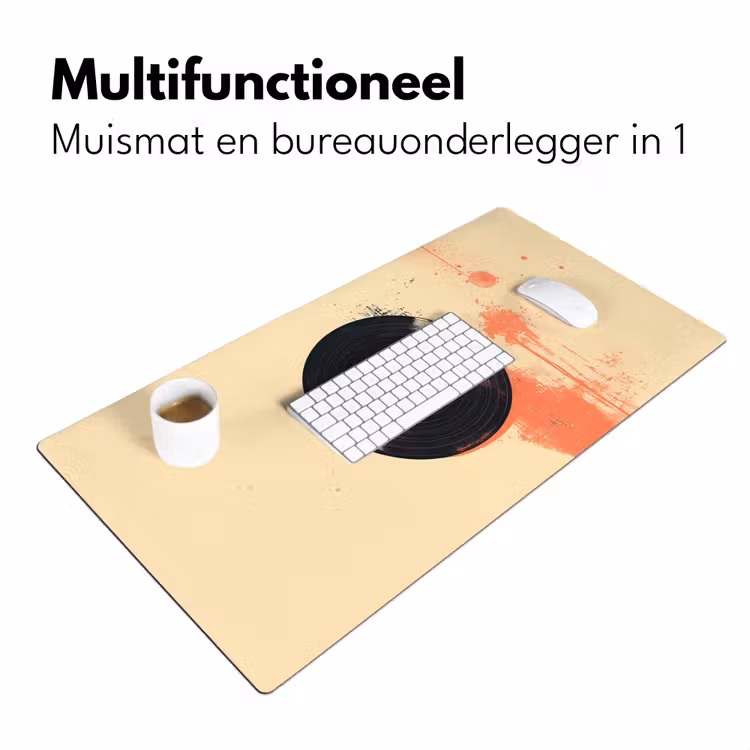 Bureau onderlegger - Vinylplaat - Zwart - Verfspatten - Retro — 6