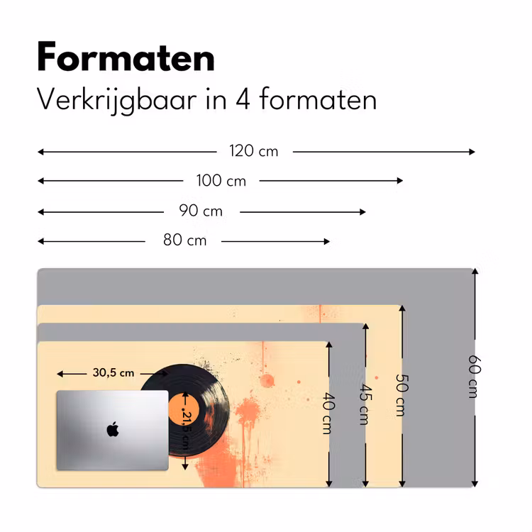 Bureau onderlegger - Vinylplaat - Zwart - Verfspatten - Retro — 7