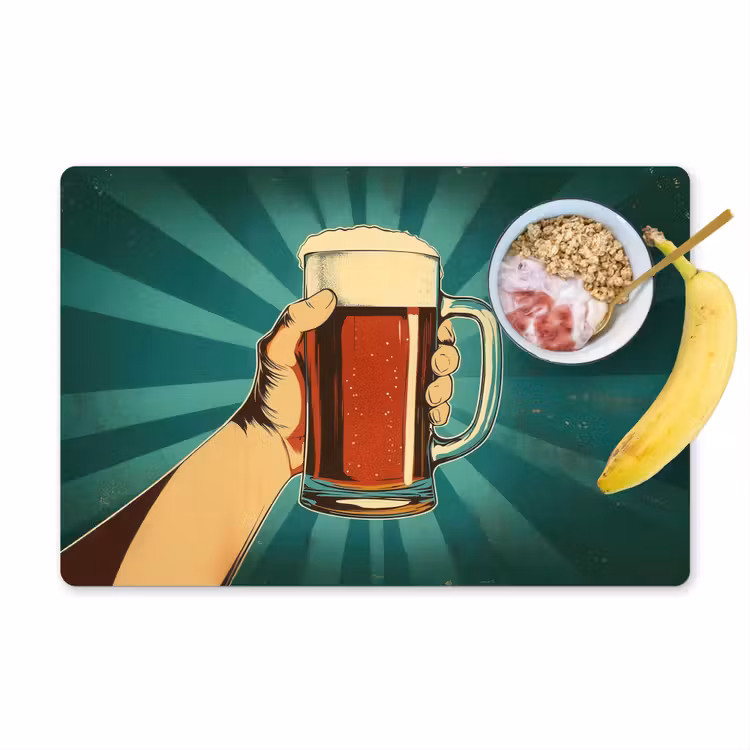 Placemat - 6 stuks - Bierglas - Schuim - Retro - Groen — 1