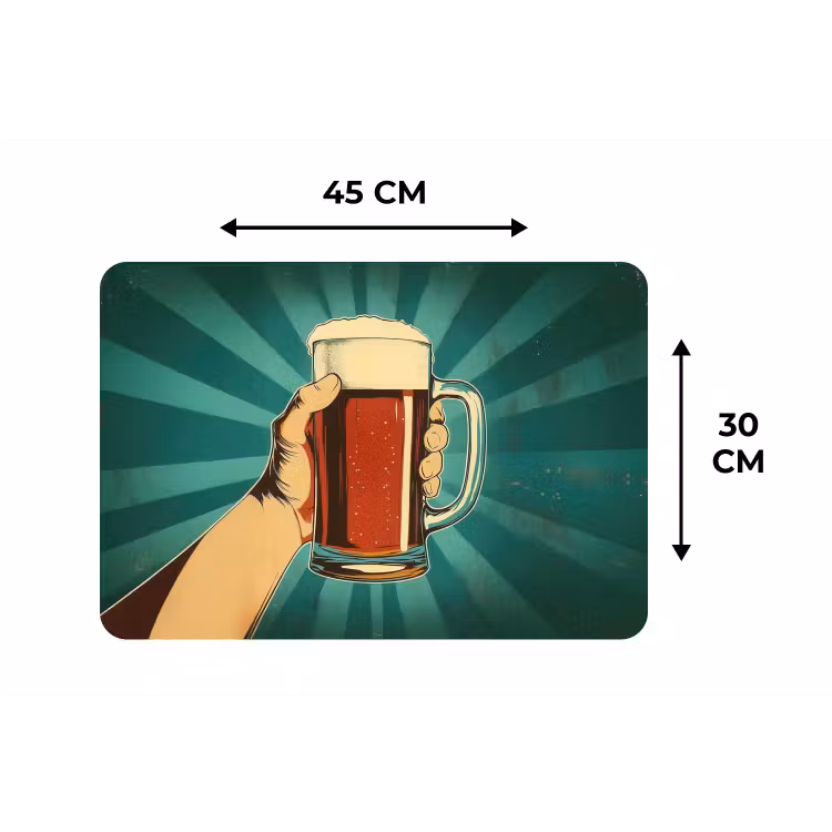 Placemat - 6 stuks - Bierglas - Schuim - Retro - Groen — 3