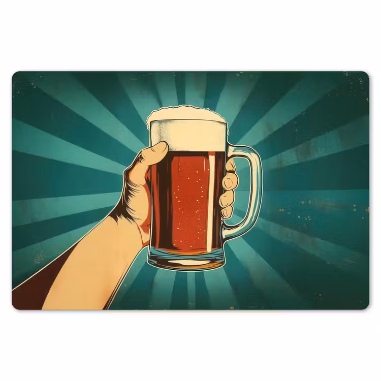 Placemat - 6 stuks - Bierglas - Schuim - Retro - Groen — 7