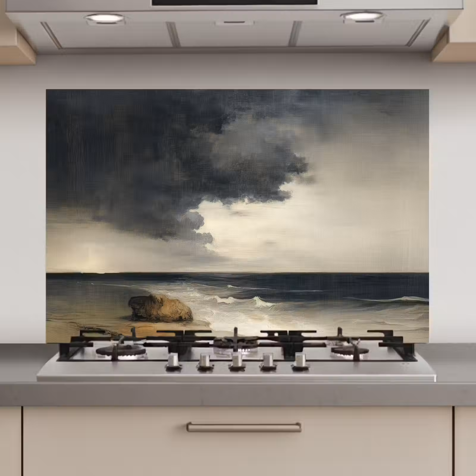 Spatscherm keuken - Kust - Golven - Rots - Storm — 1