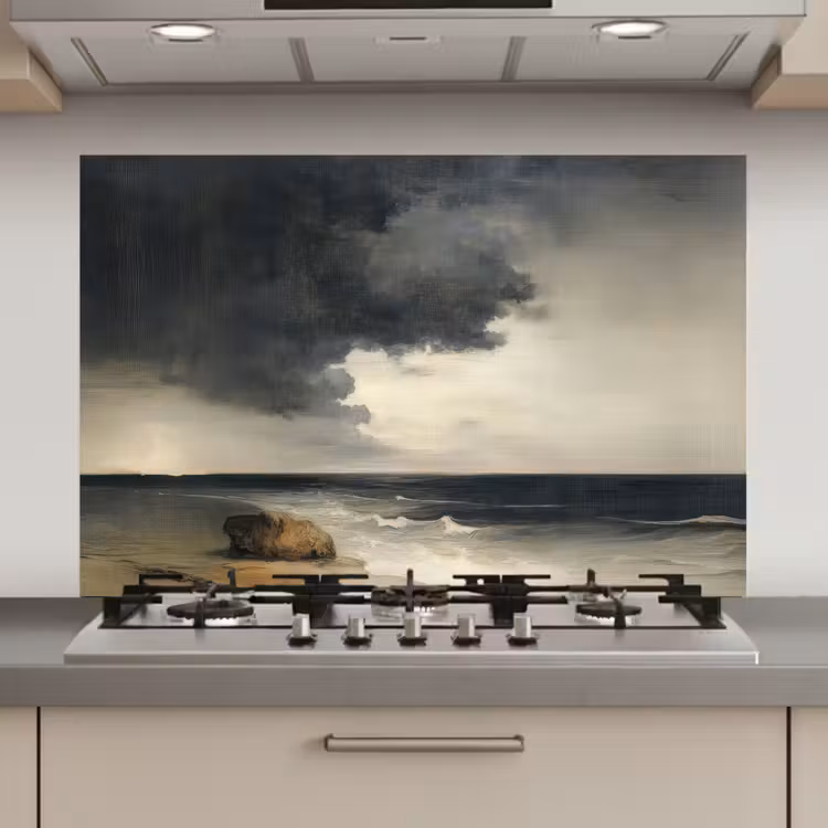 Spatscherm keuken - Kust - Golven - Rots - Storm — 1