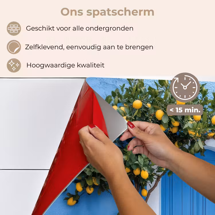 Spatscherm keuken - Citroenbomen - Geel - Deur - Potten — 3