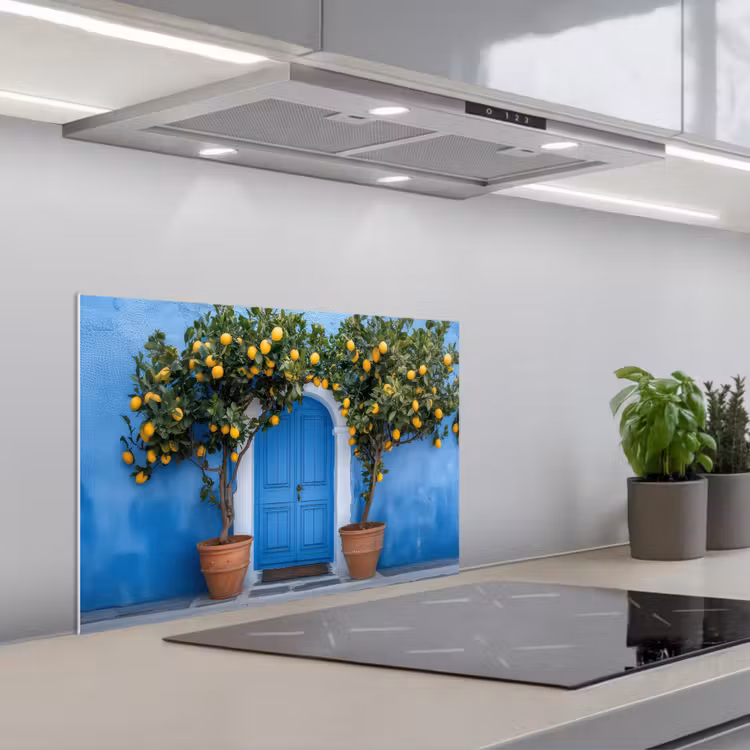 Spatscherm keuken - Citroenbomen - Geel - Deur - Potten — 4