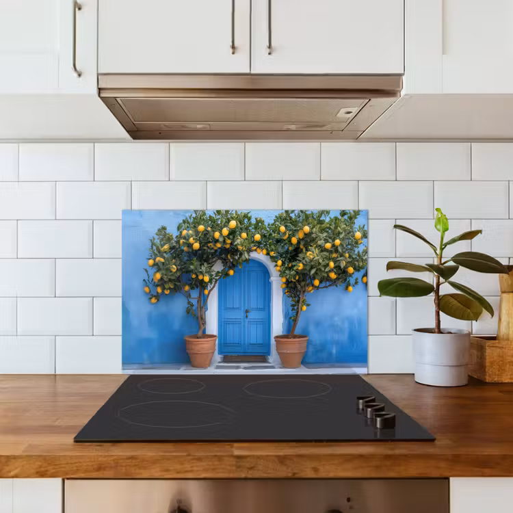 Spatscherm keuken - Citroenbomen - Geel - Deur - Potten — 5