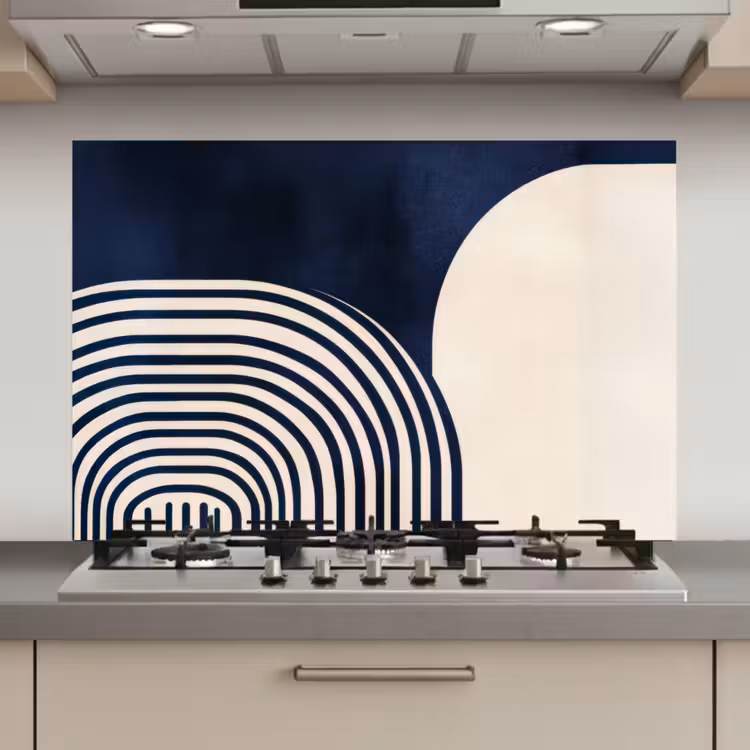 Spatscherm keuken - Donkerblauw - Abstract - Lijnen — 1