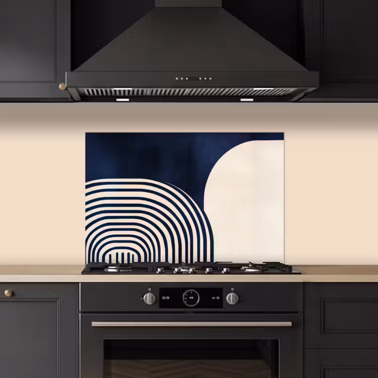Spatscherm keuken - Donkerblauw - Abstract - Lijnen — 2