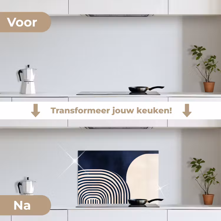 Spatscherm keuken - Donkerblauw - Abstract - Lijnen — 3