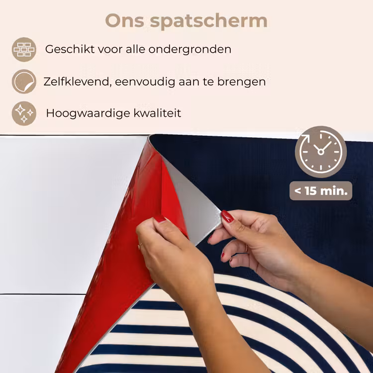 Spatscherm keuken - Donkerblauw - Abstract - Lijnen — 4