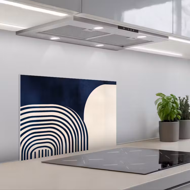 Spatscherm keuken - Donkerblauw - Abstract - Lijnen — 5