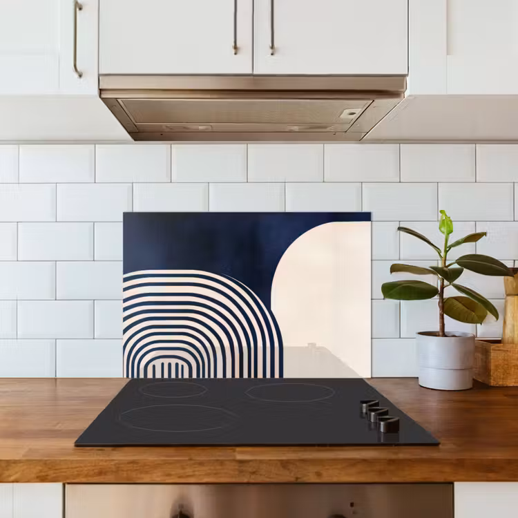 Spatscherm keuken - Donkerblauw - Abstract - Lijnen — 6