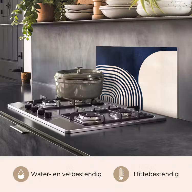 Spatscherm keuken - Donkerblauw - Abstract - Lijnen — 7