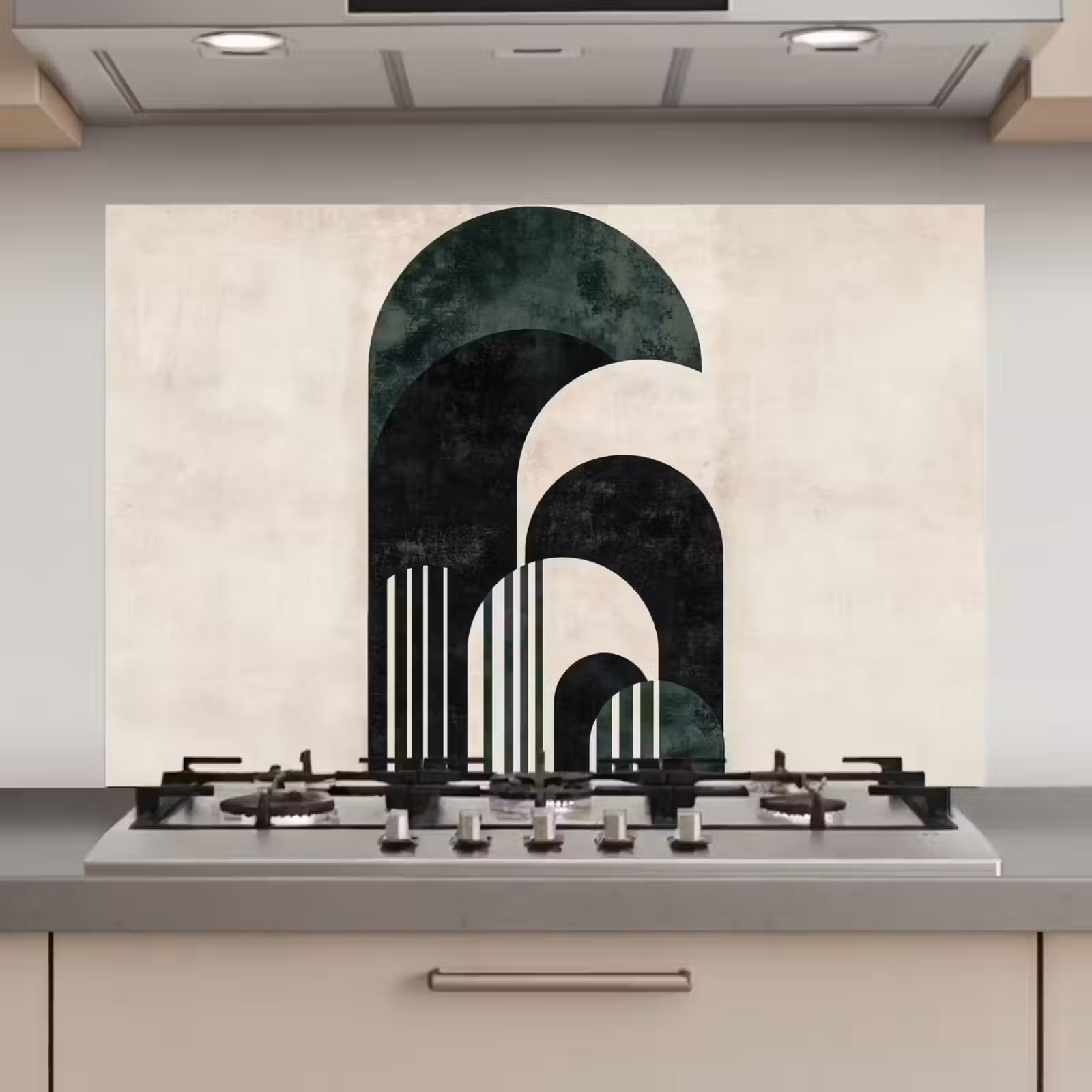 Spatscherm keuken - Bogen - Donkergroen - Lijnen — 1