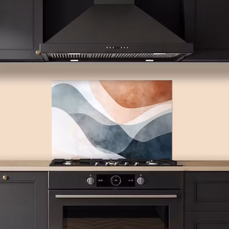 Spatscherm keuken - Abstract - Golven - Blauw — 2