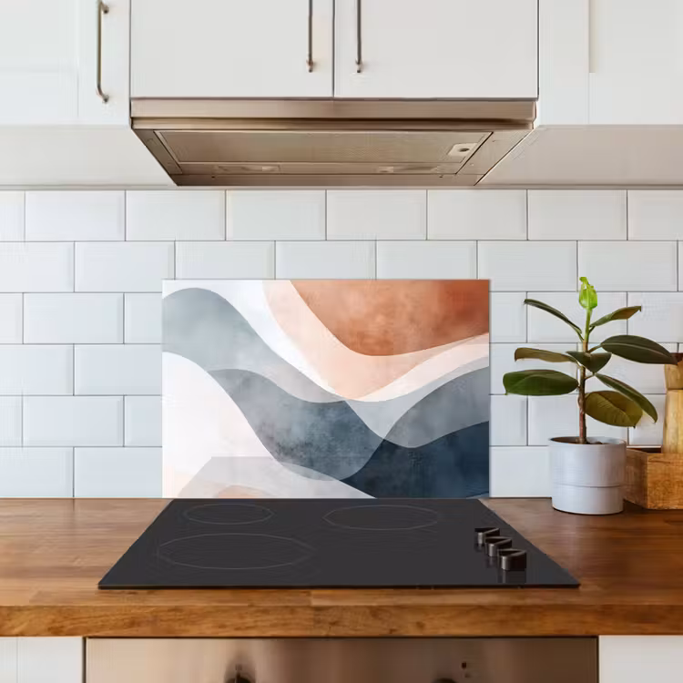 Spatscherm keuken - Abstract - Golven - Blauw — 6