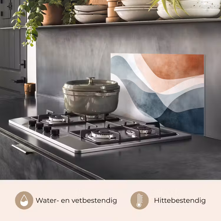 Spatscherm keuken - Abstract - Golven - Blauw — 7