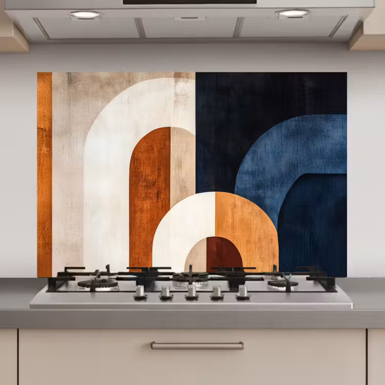 Spatscherm keuken - Abstract - Vormen - Donkerblauw — 1