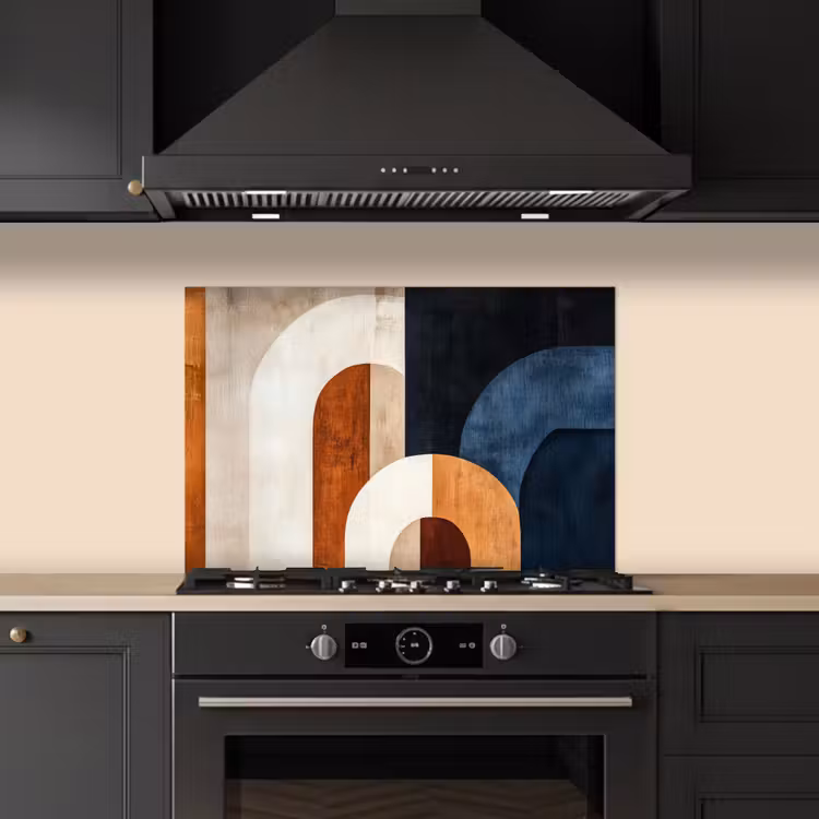 Spatscherm keuken - Abstract - Vormen - Donkerblauw — 2