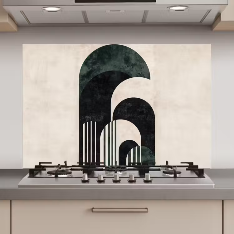 Spatscherm keuken - Bogen - Donkergroen - Lijnen — 1