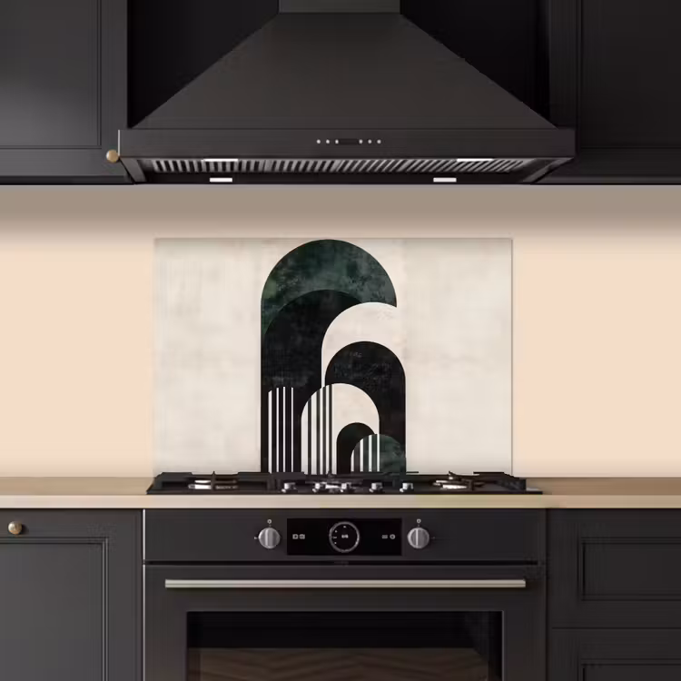 Spatscherm keuken - Bogen - Donkergroen - Lijnen — 2