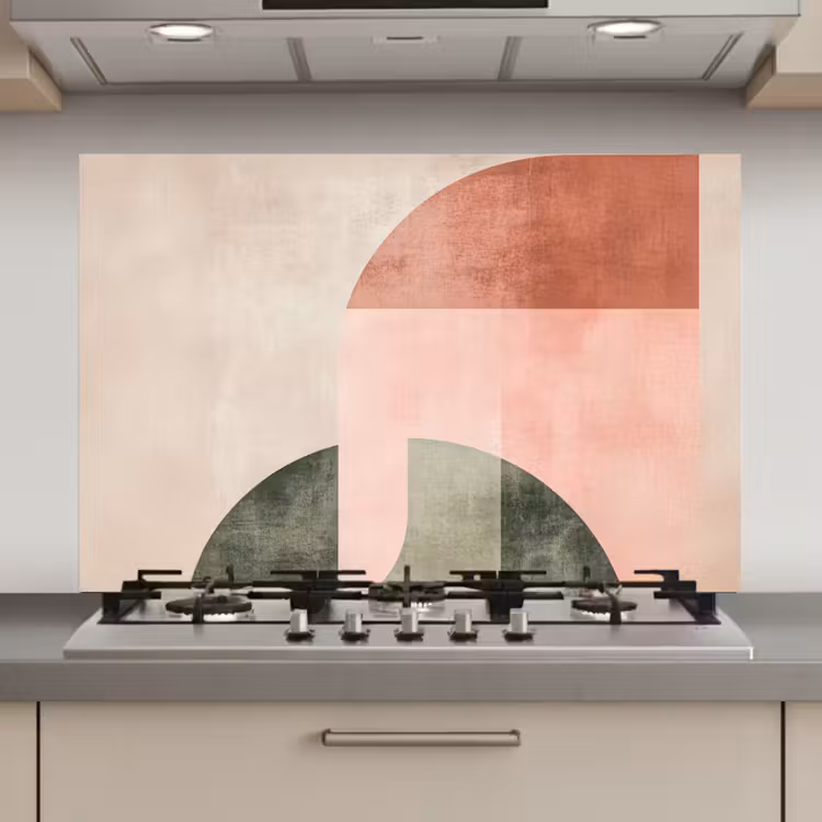 Spatscherm keuken - Cirkel - Abstract - Roze — 1