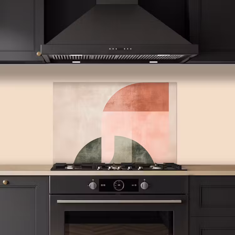 Spatscherm keuken - Cirkel - Abstract - Roze — 2