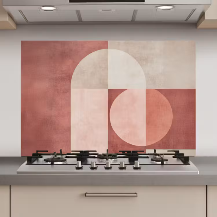 Spatscherm keuken - Figuren - Abstract - Roze — 1