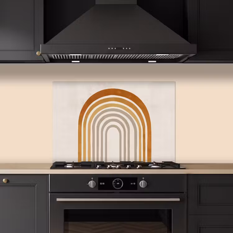 Spatscherm keuken - Minimalistisch - Boog - Lijnen - Beige — 2