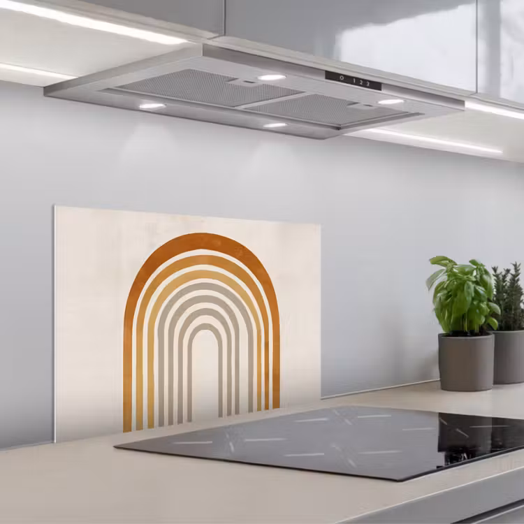 Spatscherm keuken - Minimalistisch - Boog - Lijnen - Beige — 5