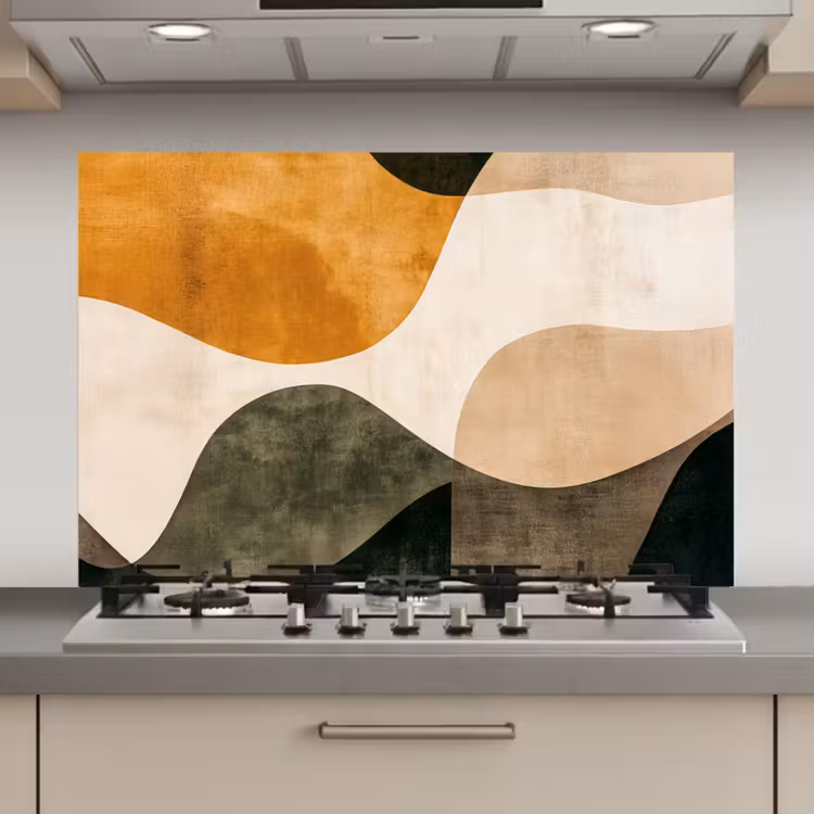Spatscherm keuken - Vormen - Okergeel - Abstract — 1
