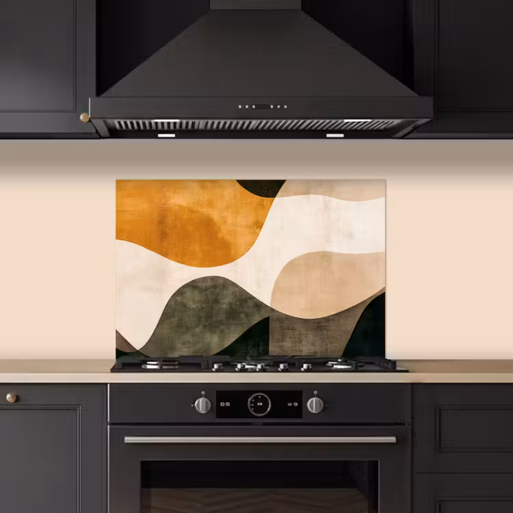 Spatscherm keuken - Vormen - Okergeel - Abstract — 2