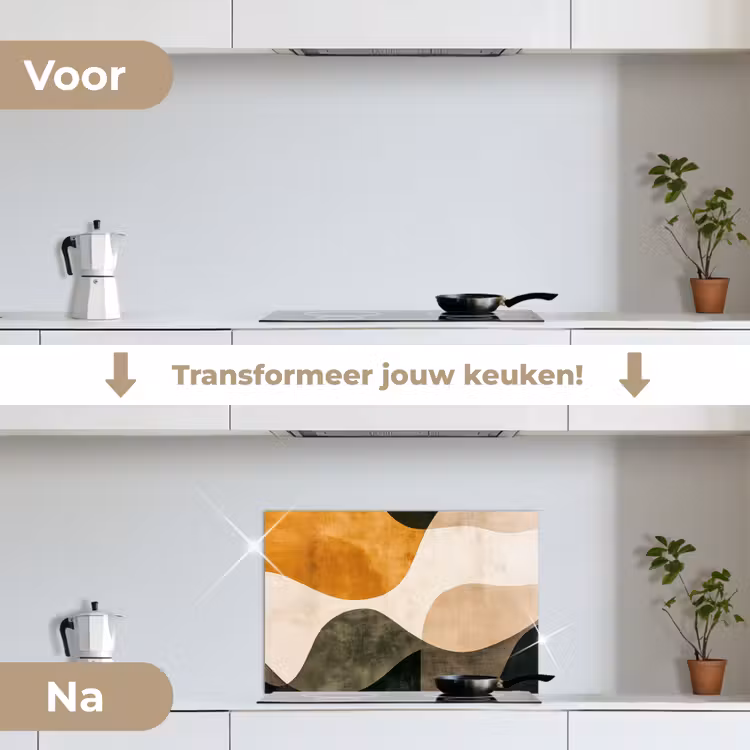 Spatscherm keuken - Vormen - Okergeel - Abstract — 3