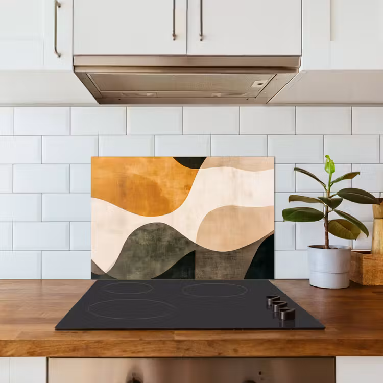 Spatscherm keuken - Vormen - Okergeel - Abstract — 6