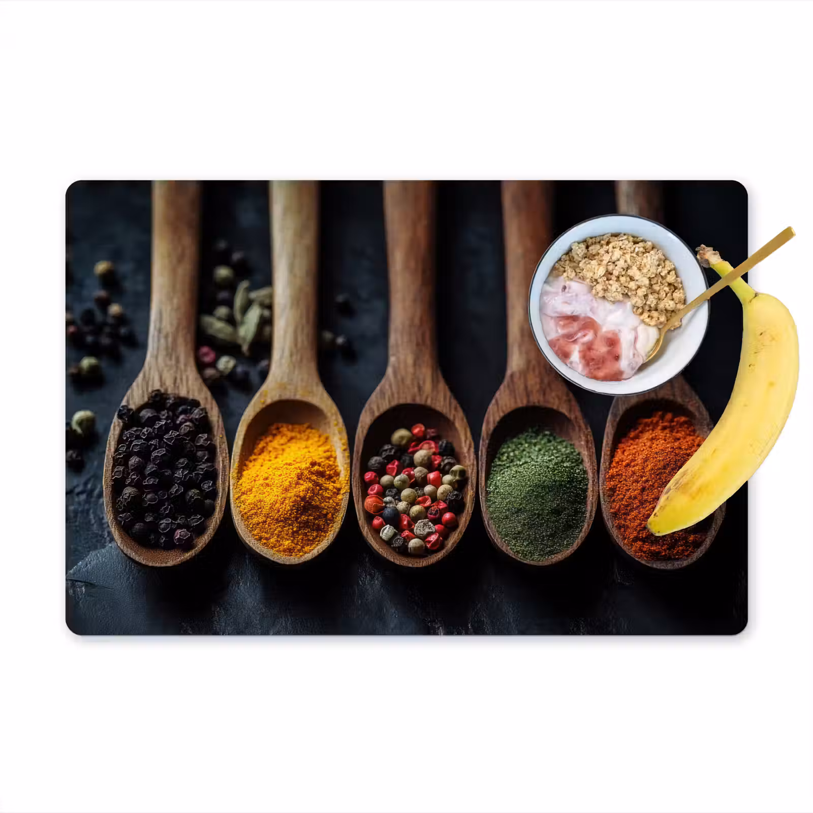Placemat - 6 stuks - Houten - Lepels - Specerijen - Kruiden — 1