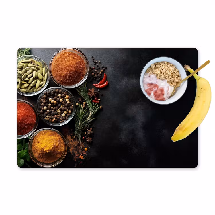 Placemat - 6 stuks - Glazen - Bakjes - Blaadjes - Kruiden