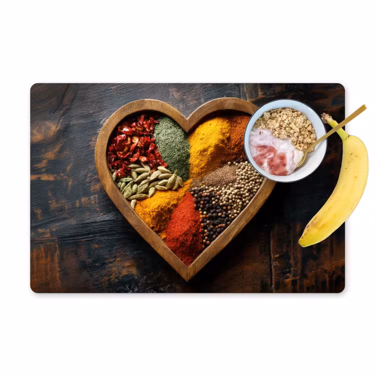 Placemat - 6 stuks - Houten - Hart - Kleurrijke - Specerijen