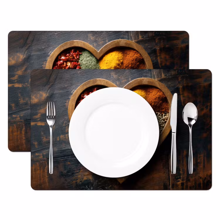 Placemat - 6 stuks - Houten - Hart - Kleurrijke - Specerijen — 2