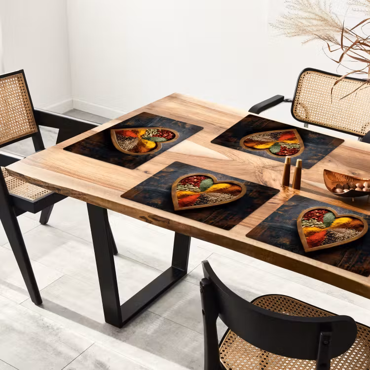 Placemat - 6 stuks - Houten - Hart - Kleurrijke - Specerijen — 5