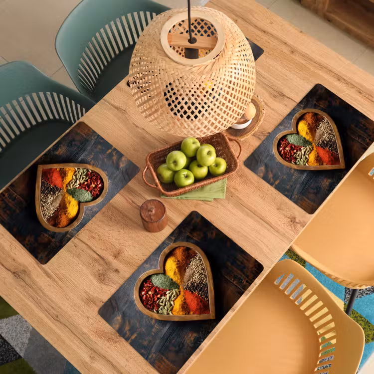 Placemat - 6 stuks - Houten - Hart - Kleurrijke - Specerijen — 6