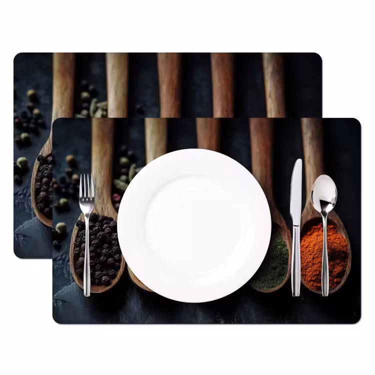 Placemat - 6 stuks - Houten - Lepels - Specerijen - Kruiden — 2