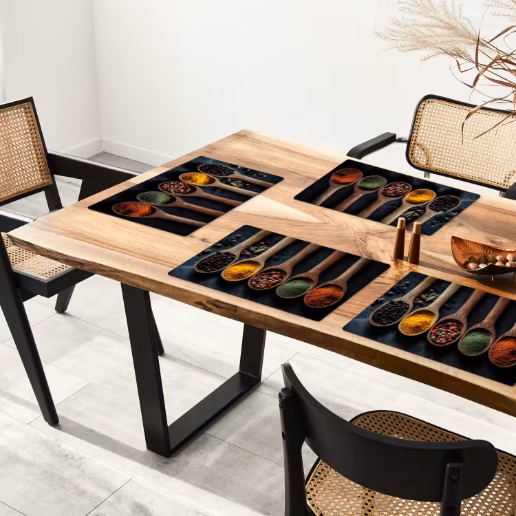 Placemat - 6 stuks - Houten - Lepels - Specerijen - Kruiden — 5