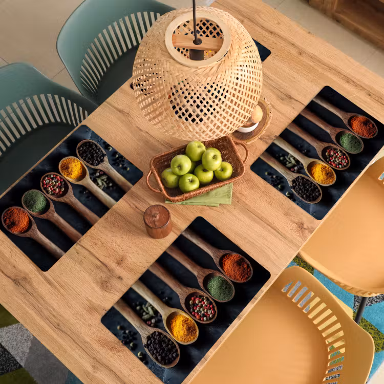 Placemat - 6 stuks - Houten - Lepels - Specerijen - Kruiden — 6