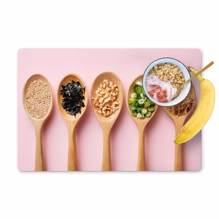 Placemat - 6 stuks - Ingrediënten - Lepels - Hout - Roze