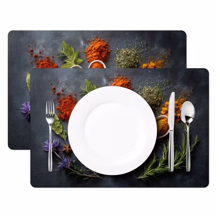 Placemat - 6 stuks - Lepels - Wit - Poeder - Kruiden — 2
