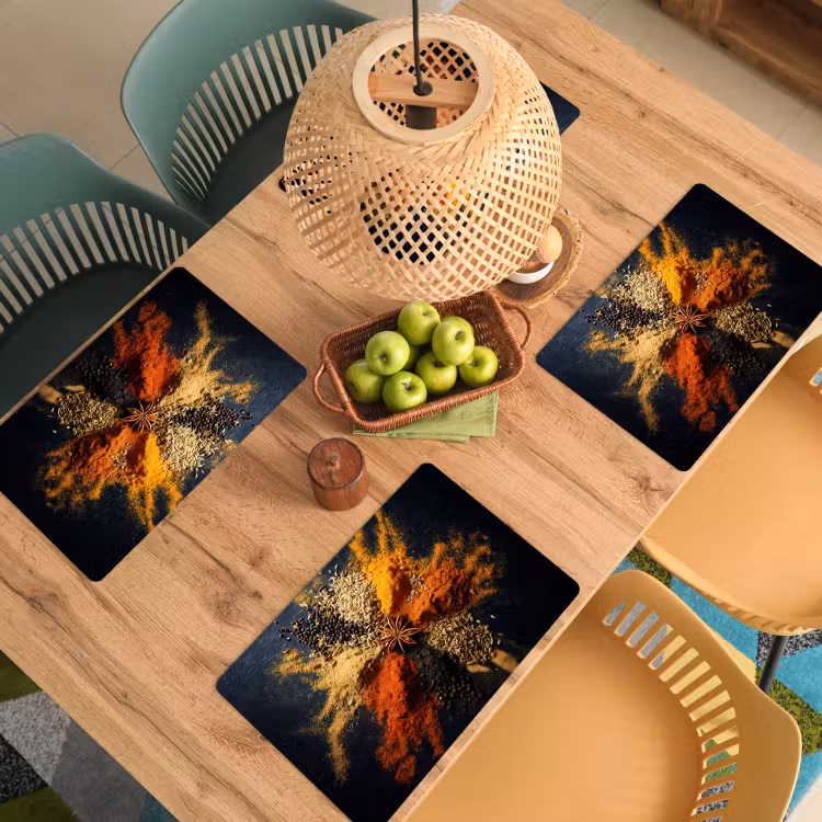 Placemat - 6 stuks - Specerijen - Explosie - Oranje — 6